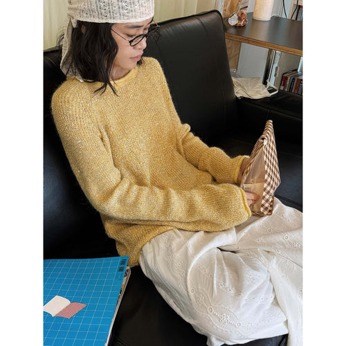 Damen Bouclé-Mohair-Pullover mit Rundhalsausschnitt und dezentem Glitzer-Effekt Shop Nory