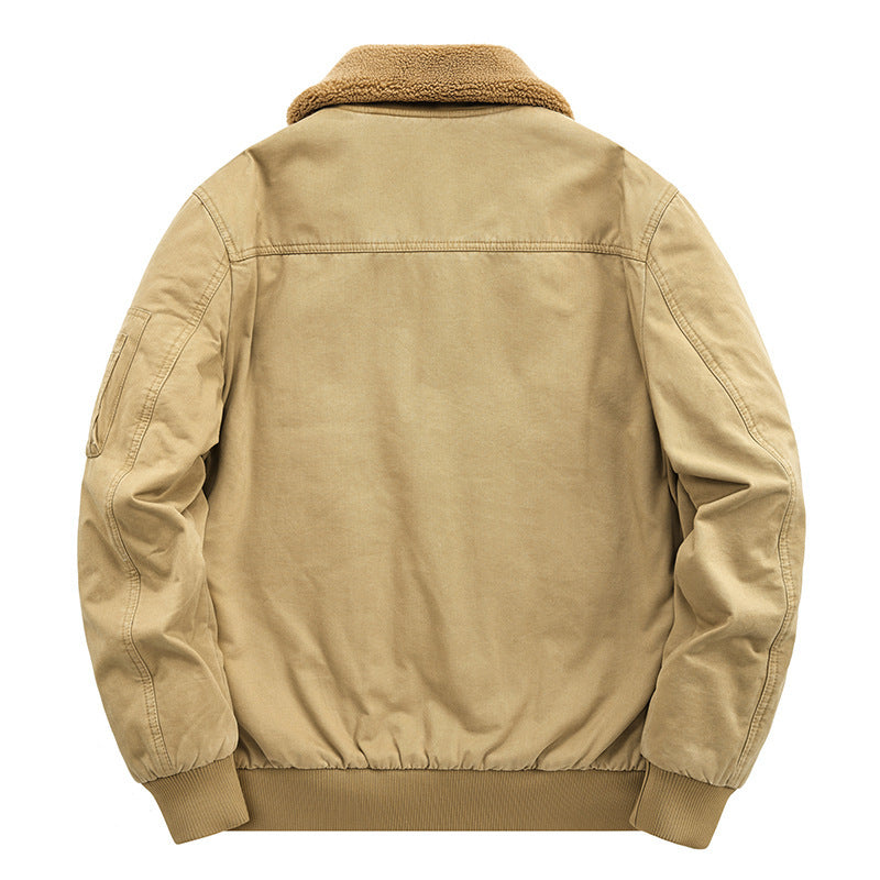 Herren Canvas-Fliegerblouson mit wärmender Teddyfleece-Innenlage und Sherpa-Kragen Shop Nory