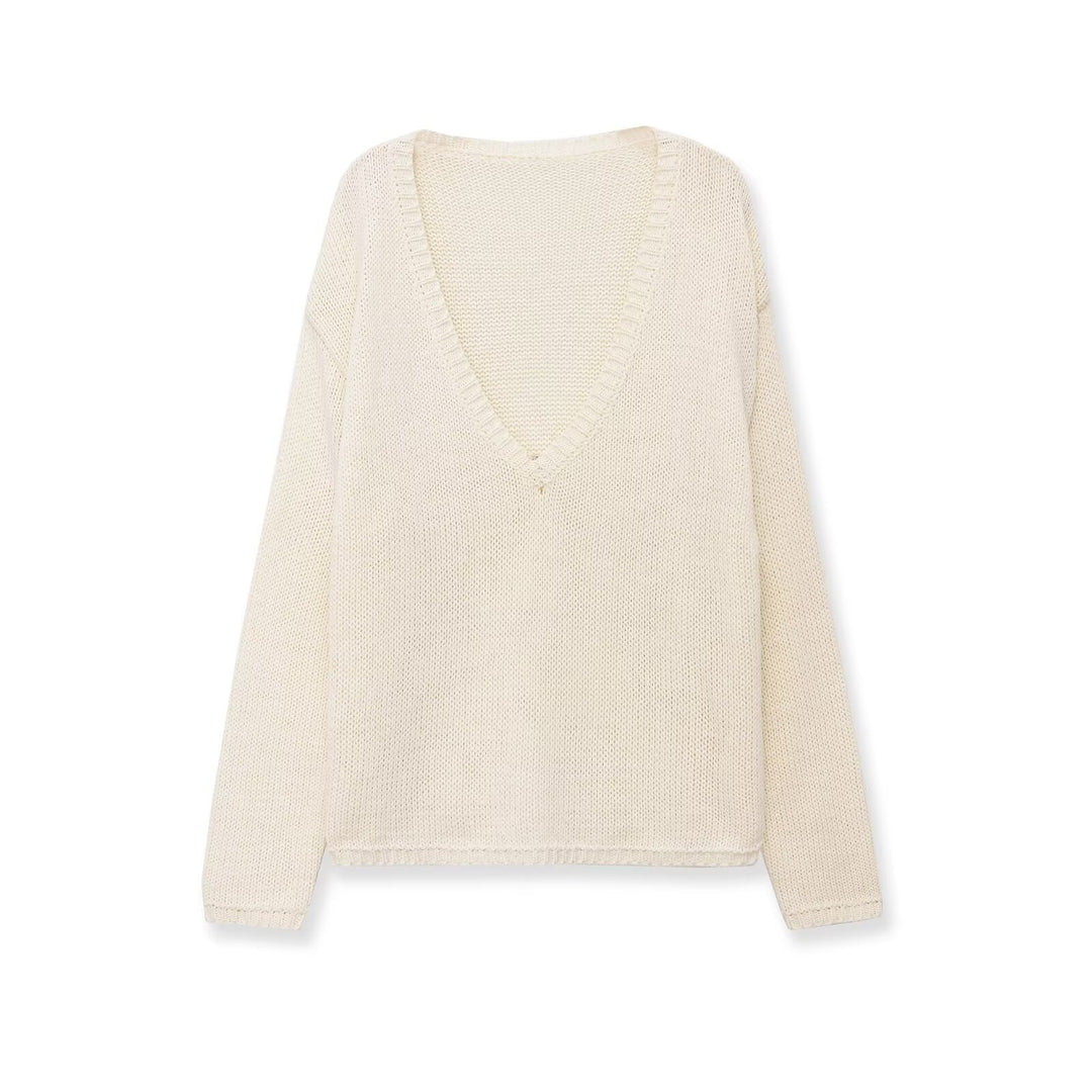 Damen Grobstrickpullover mit tiefem V-Ausschnitt und Oversize-Schnitt Shop Nory