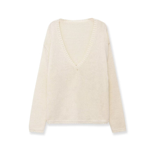 Damen Grobstrickpullover mit tiefem V-Ausschnitt und Oversize-Schnitt Shop Nory