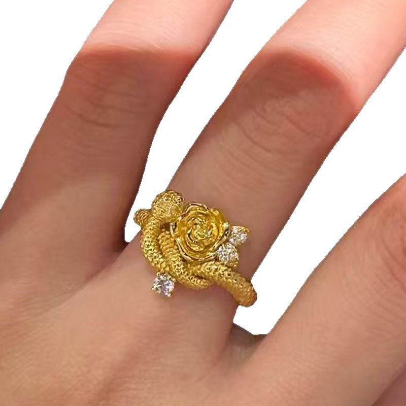 Damenring mit kunstvollem Rosendesign und funkelnden Zirkonia Shop Nory
