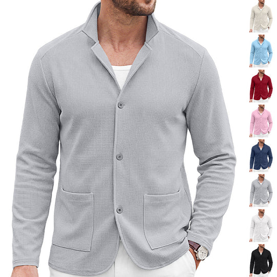 Herren Strickblazer-Cardigan mit Strukturstrick und aufgesetzten Taschen Shop Nory