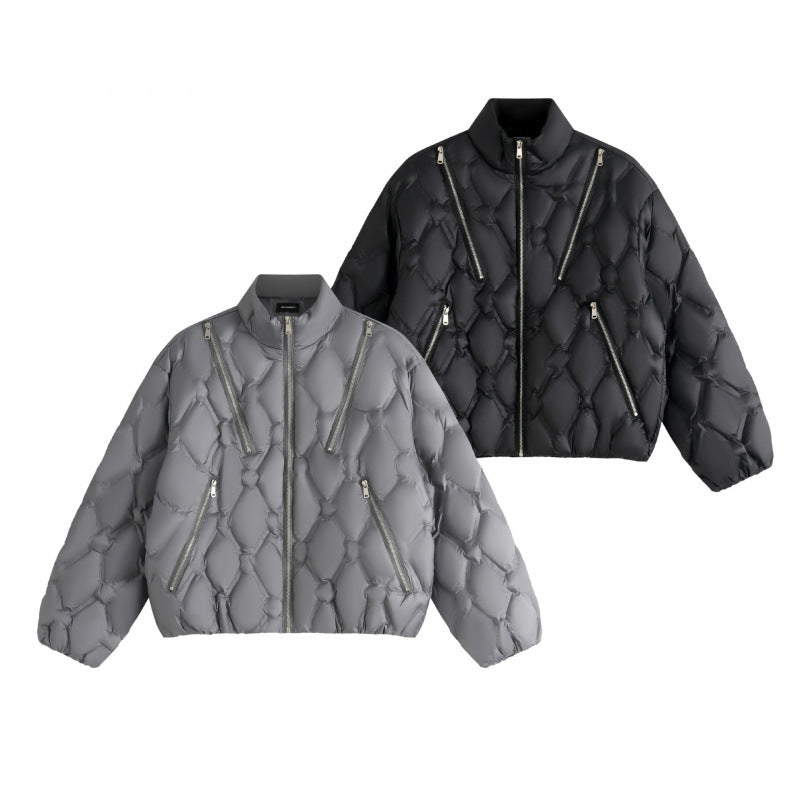 Unisex Kurz geschnittene Steppjacke im Boxy-Schnitt mit Diamantsteppung und schrägen Reißverschlusstaschen Shop Nory