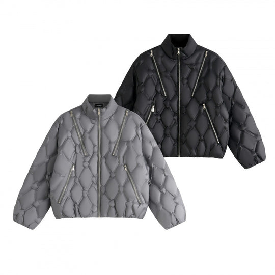 Unisex Kurz geschnittene Steppjacke im Boxy-Schnitt mit Diamantsteppung und schrägen Reißverschlusstaschen Shop Nory