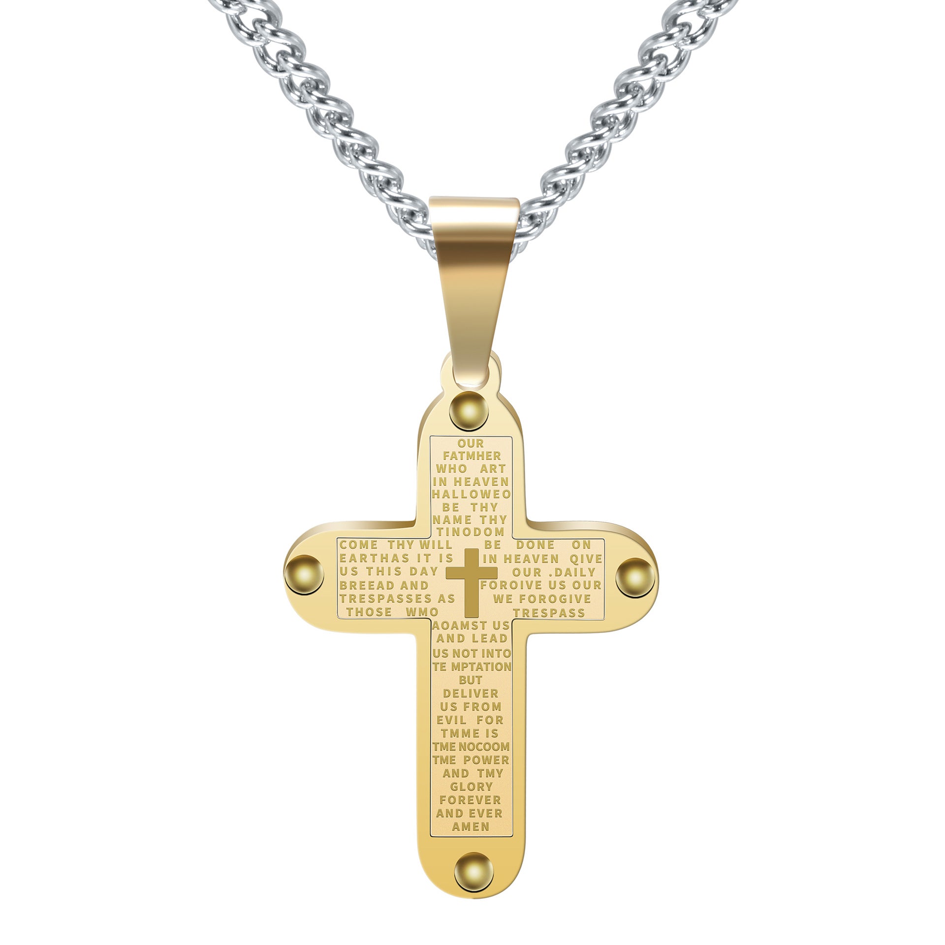 Herren Kette mit graviertem Kreuzanhänger aus hochwertigem Edelstahl Shop Nory