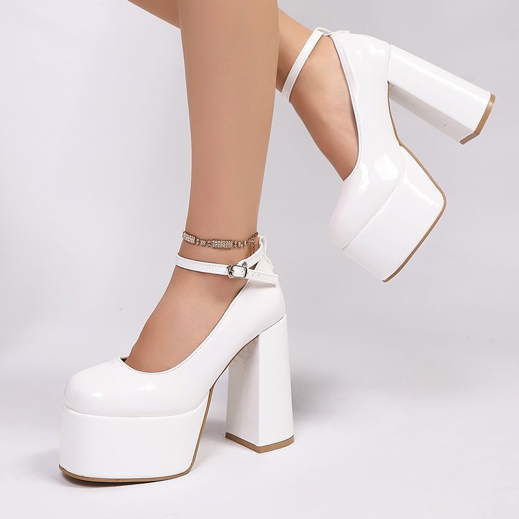 Damen Plateau-High Heels mit schickem Riemendesign