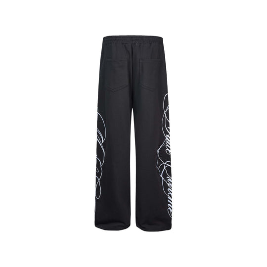 Damen Weiche Loungehose mit weitem Bein, elastischem Bund und Statementdruck Shop Nory