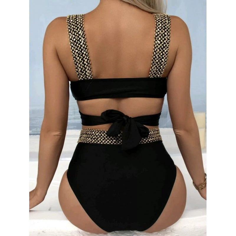 Damen Bikini-Set mit glamourösen Akzenten und hohem Bund Shopnory