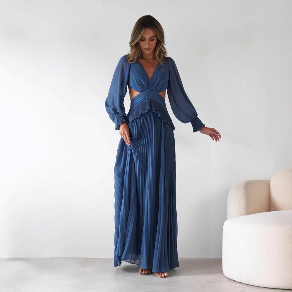 Damen Maxi-Kleid mit weitem Schnitt und Rüschendetails