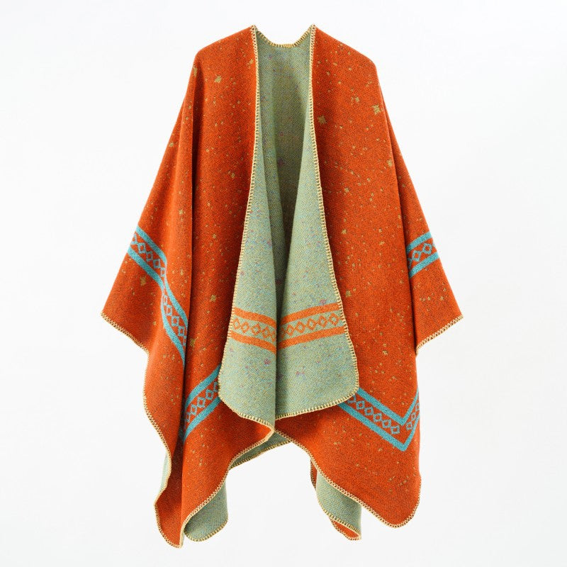Damen Oversize-Umhangcape aus Wollmix mit zweifarbiger Wendestruktur Shop Nory