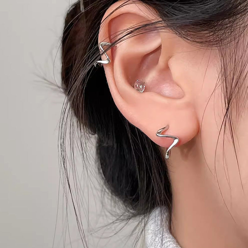 Damen Wellenförmige Ohrstecker aus hochwertigem Edelstahl Shop Nory