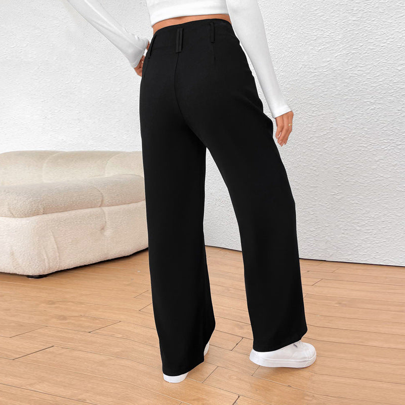 Damen Weite High-Waist Stoffhose mit Bügelfalte und Bundfalten Shop Nory