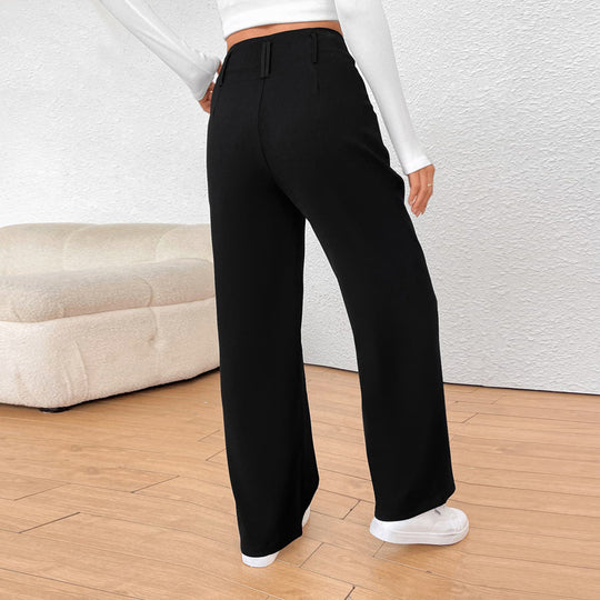 Damen Weite High-Waist Stoffhose mit Bügelfalte und Bundfalten Shop Nory