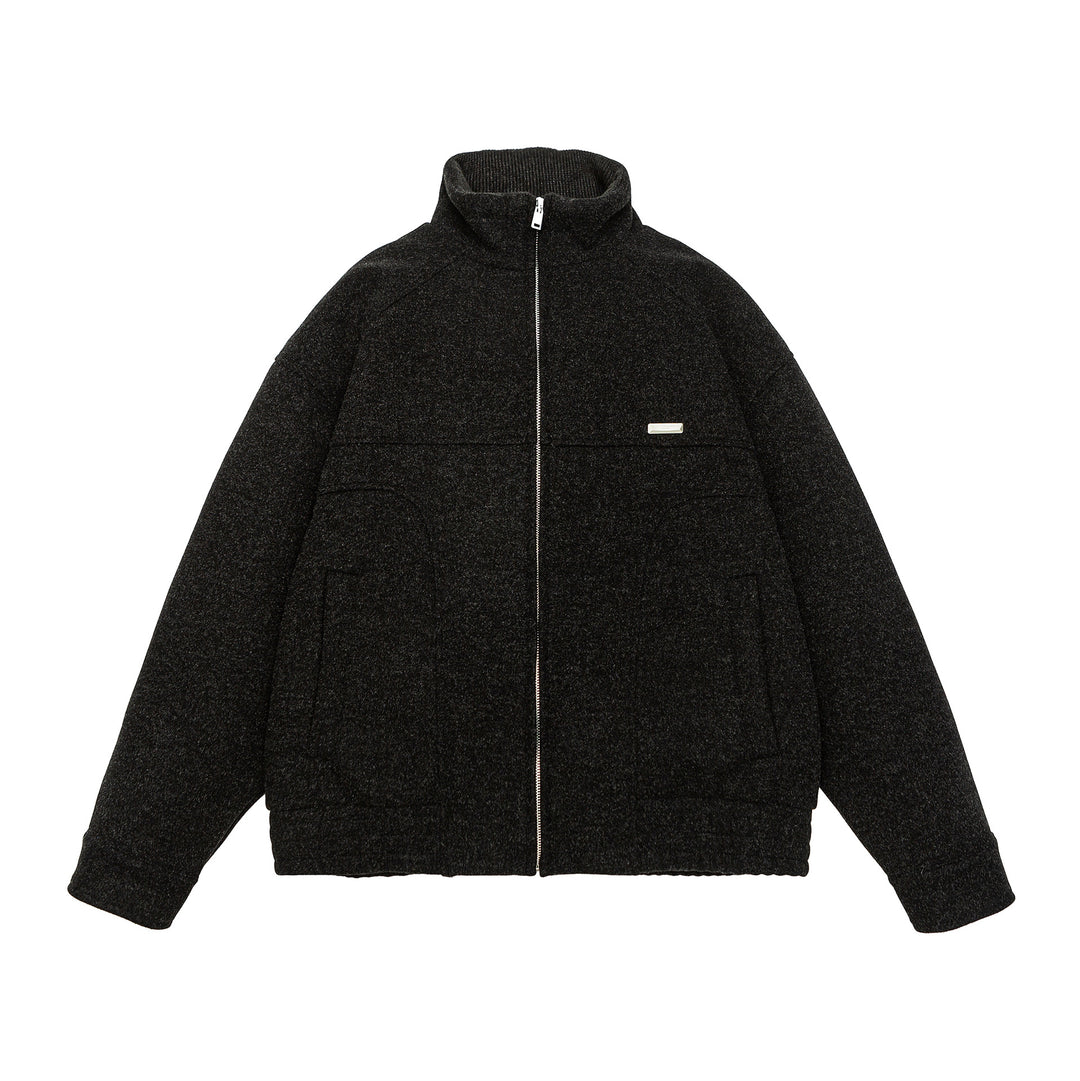 Herren Kurz geschnittene Boxy-Wollfleece-Jacke mit hohem Stehkragen und durchgehendem Reißverschluss Shop Nory