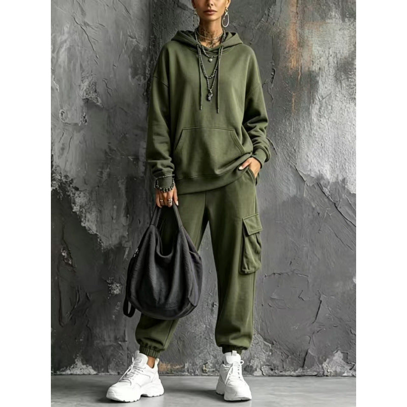 Damen Oversize Hoodie- und Cargo-Jogger-Set aus French Terry Shop Nory
