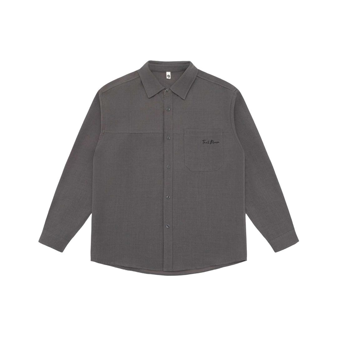 Unisex Leichte Hemdjacke im Overshirt-Stil aus Leinen-Baumwollmix mit Brusttasche und gerundetem Saum Shop Nory