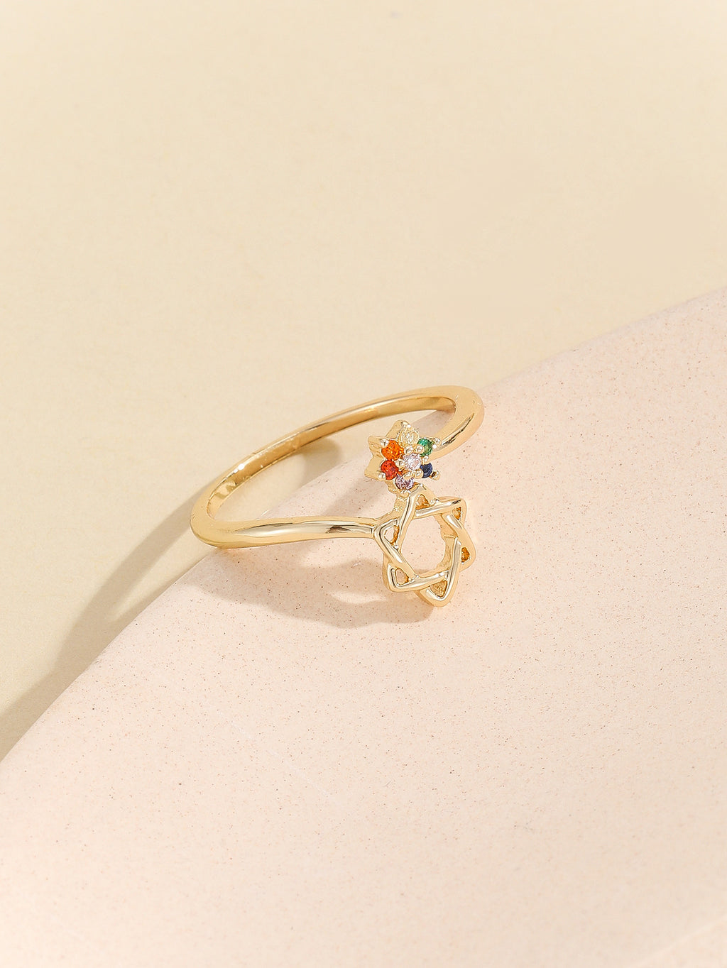 Damenring mit floralem und buntem Kristalldesign Shop Nory