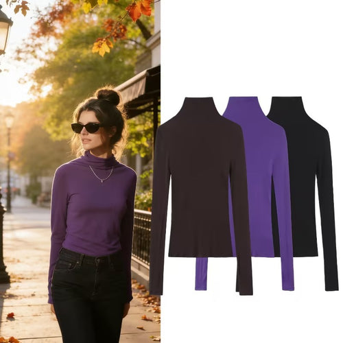 Damen Enganliegendes Langarm-Top mit hohem Rollkragen und Stretch‑Jersey Shop Nory