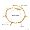 Damen zartes Armband mit erstellt Charm-Anhängern aus Edelstahl und goldplattierter Oberfläche Shop Nory