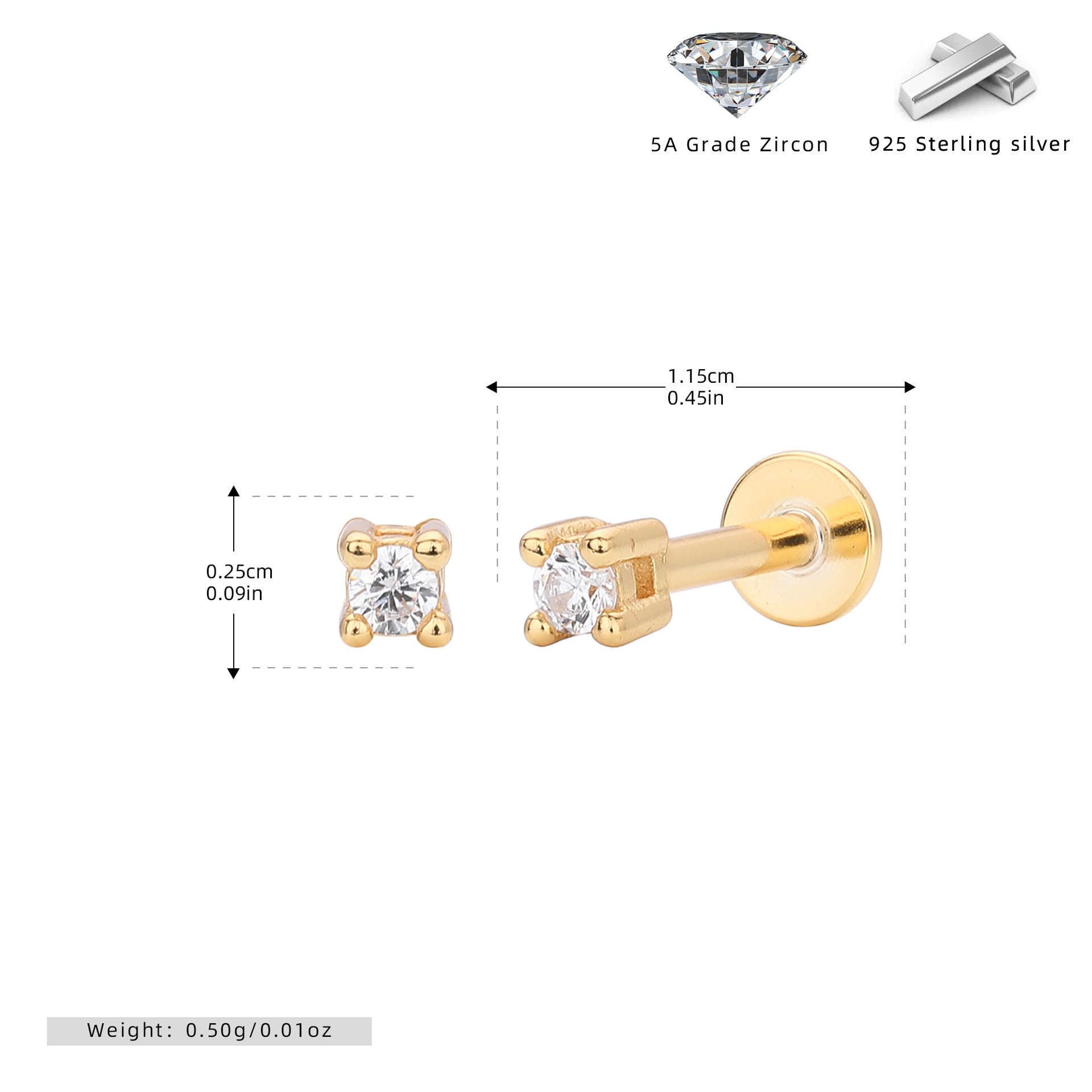 Damen Ohrstecker mit hochwertigem Zirkonbesatz aus 925 Sterling Silber Shop Nory