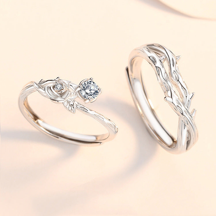 Damen Verlobungsring Set mit kunstvollem Blumen-Design und funkelnden Zirkonia Shop Nory