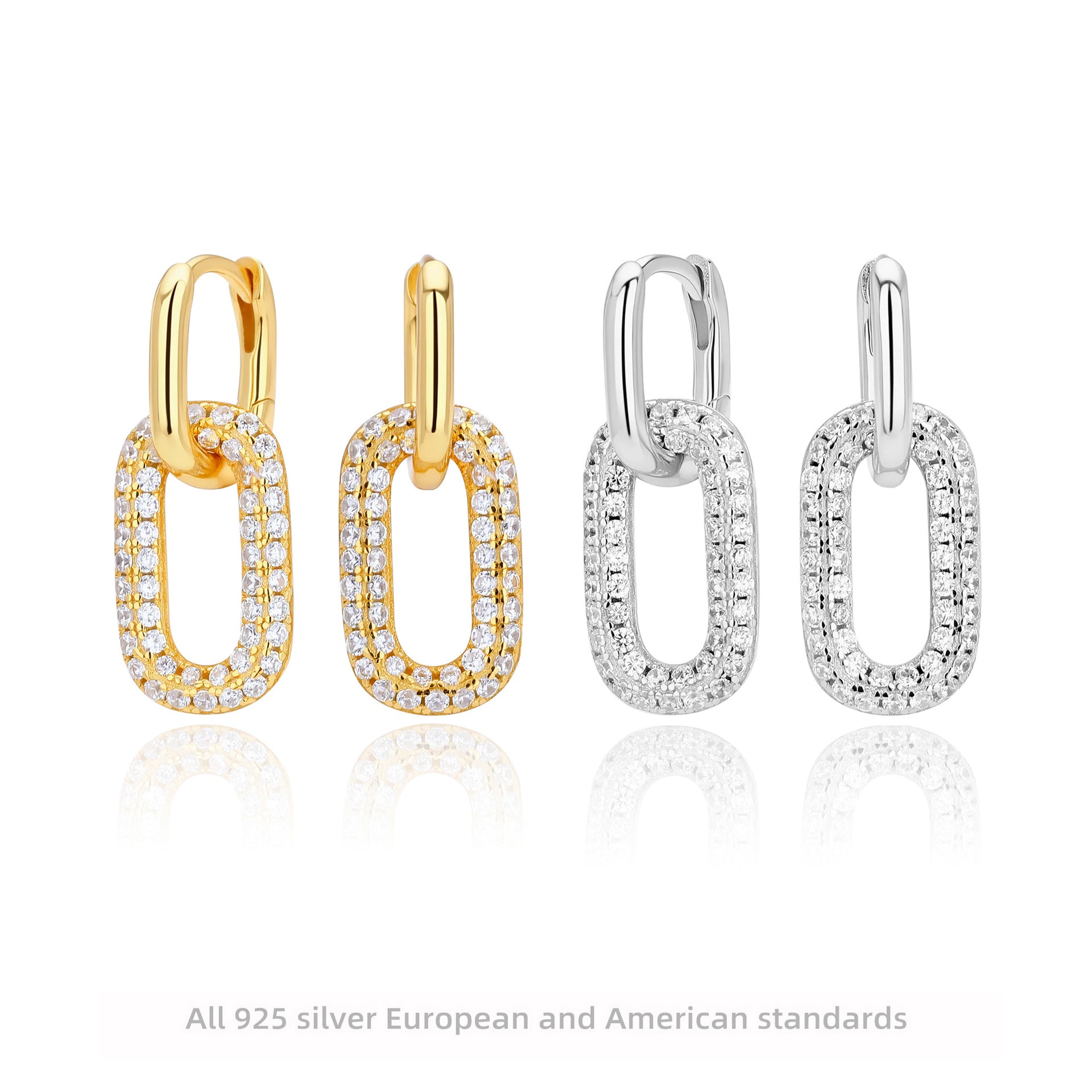 Damen Ohrringe mit funkelndem Zirconbesatz aus hochwertigem 925 Sterling Silber Shop Nory