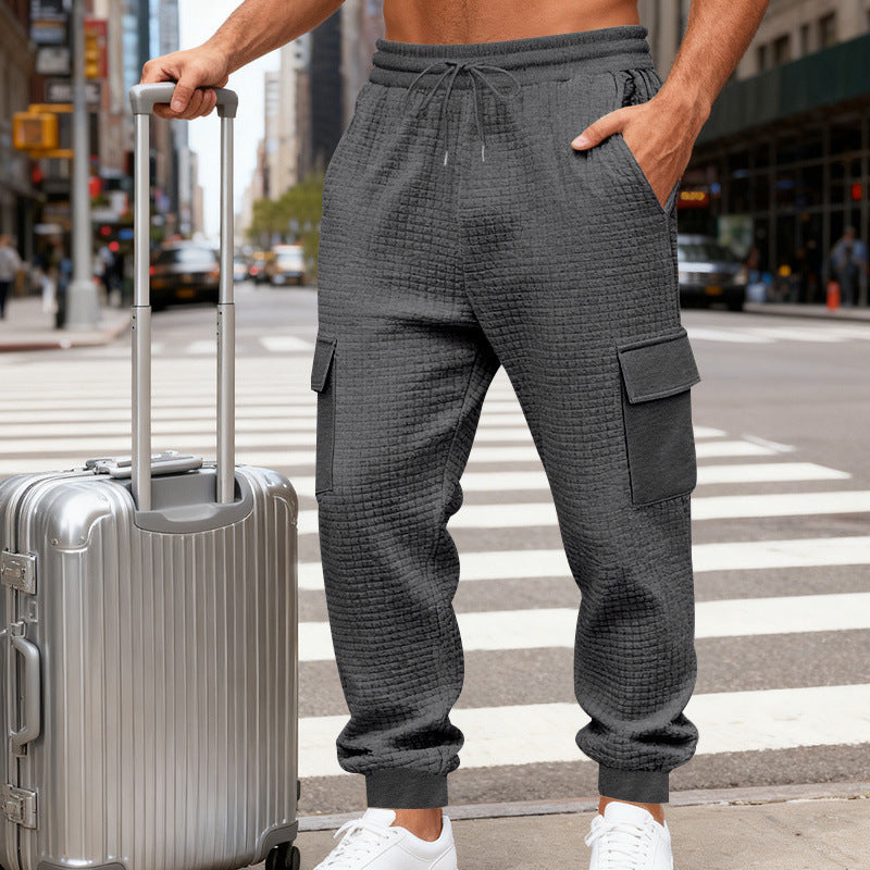 Herren Cargo-Jogginghose mit markanter Waffelstruktur, elastischem Bund und großen Klappentaschen Shop Nory