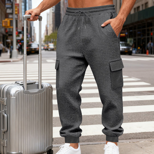 Herren Cargo-Jogginghose mit markanter Waffelstruktur, elastischem Bund und großen Klappentaschen Shop Nory