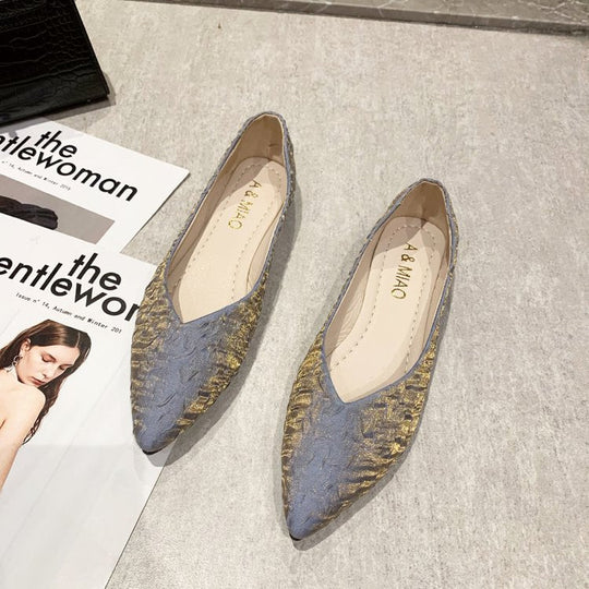 Damen Ballerinas mit spitz zulaufendem Design und strukturiertem Obermaterial