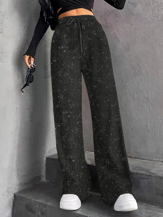 Damen nan weite Strickhose mit hochgeschnittenem Bund und Kordelzug Shop Nory