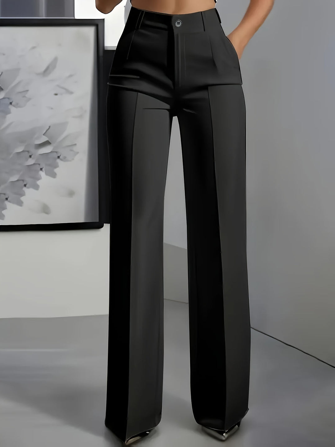 Damen Hochtaillierte Bundfalten‑Hose mit weitem Bein und Bügelfalte Shop Nory