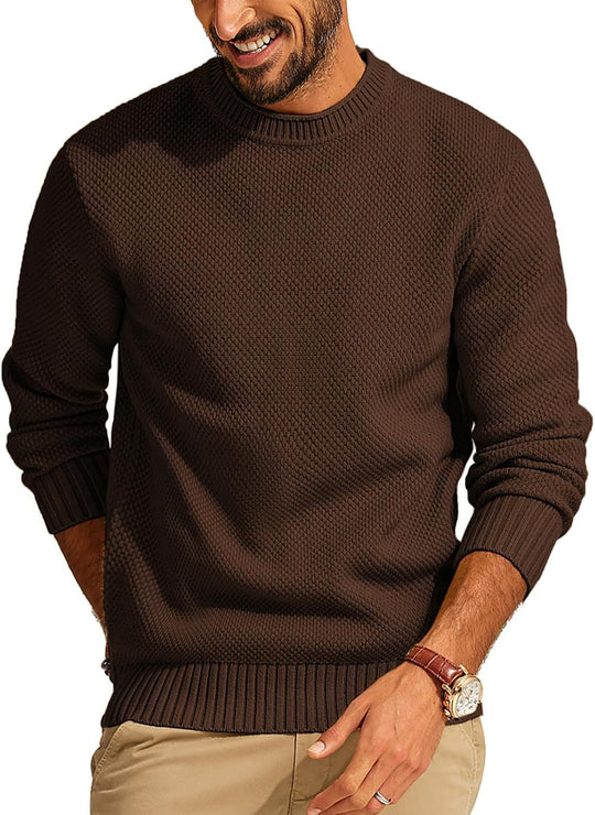 Herren Waffelstrick-Pullover mit Rundhalsausschnitt Shop Nory