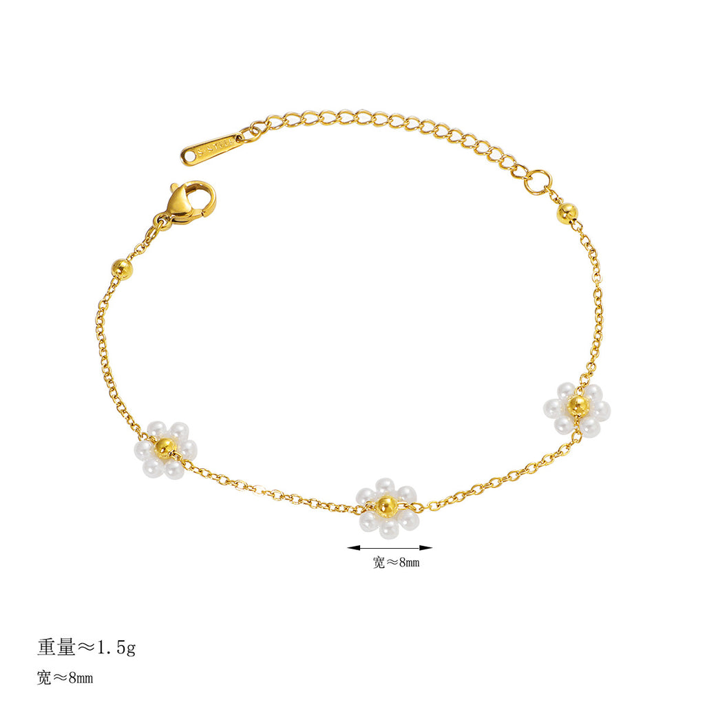 Damen elegante Halskette mit floralem Perlen-Design Shop Nory