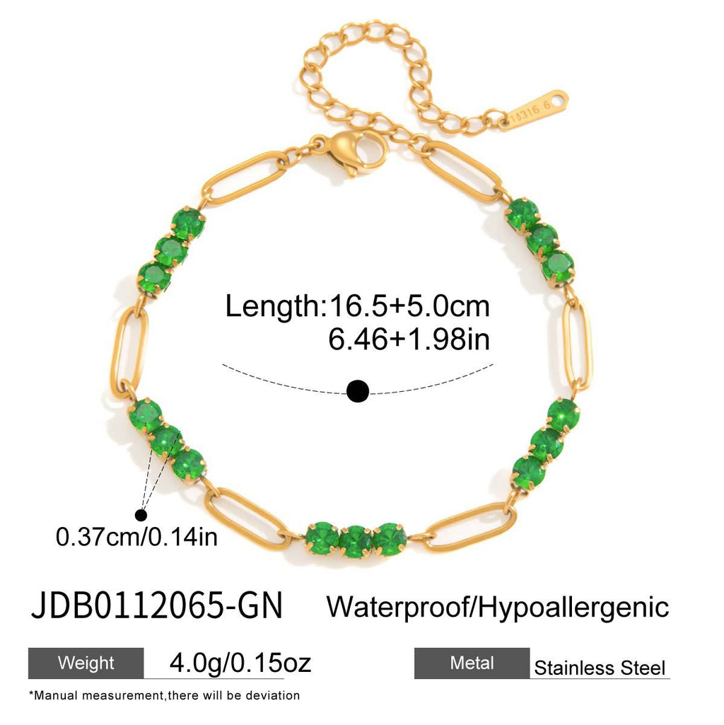 Damen Armband mit funkelnden grünen Kristallen und eleganter Edelstahlverarbeitung Shop Nory