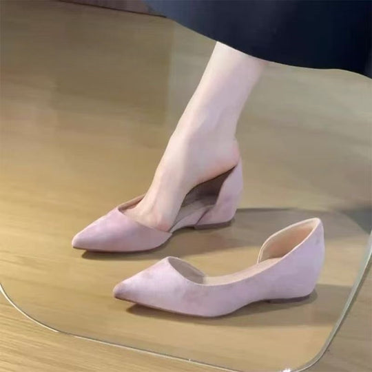 Damen Elegante Wildleder-D'Orsay Keil-Pumps Shop Nory