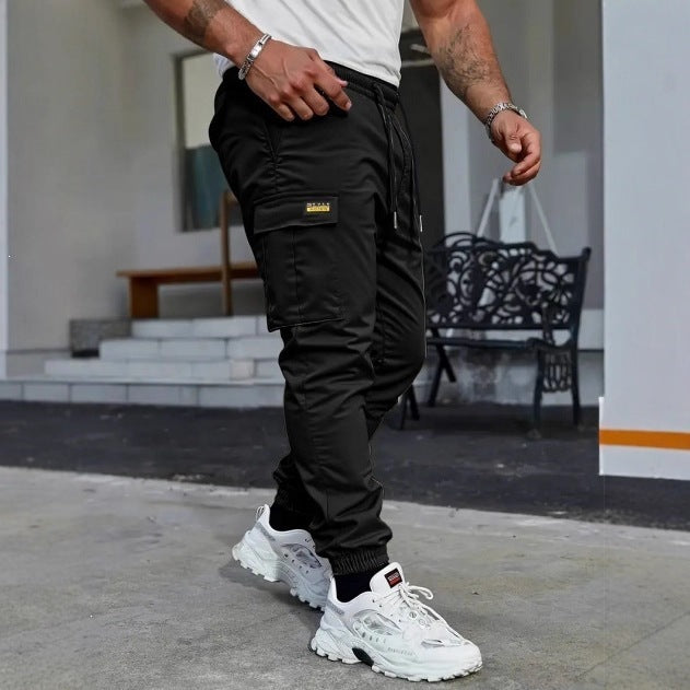 Herren Tapered Utility-Cargohose mit Tunnelzugbund, elastischen Bündchen und Mehrfachtaschen Shop Nory