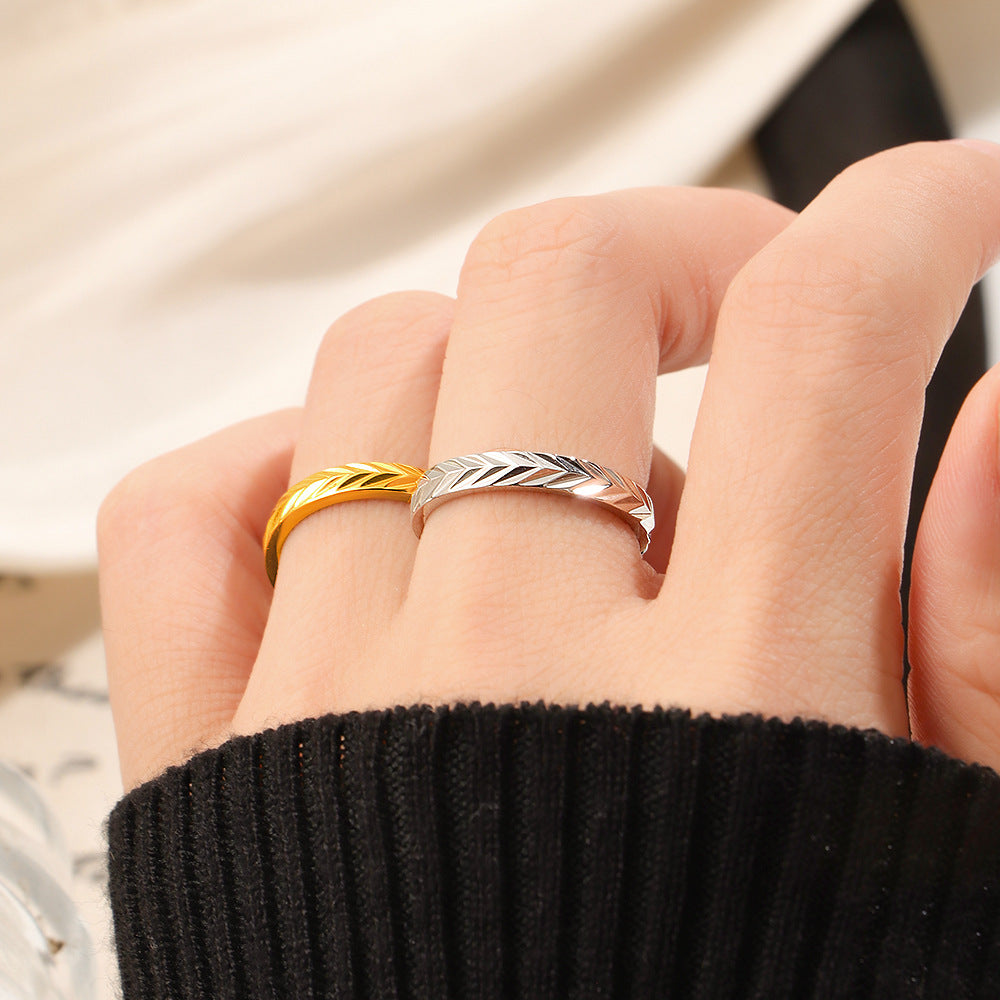 Damen Zierlicher Ring mit elegantem Blattmuster Shop Nory