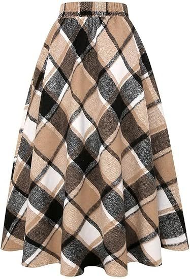 Damen Schwingender A-Linien Rock im modischen Karomuster Shopnory
