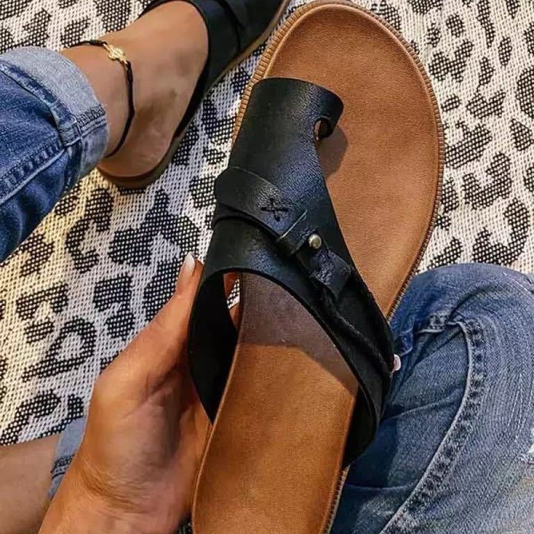Damen komfortable Zehentrenner-Sandalen mit modischem Riemchen-Design