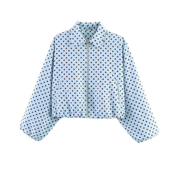 Damen Gekürzte Bomberjacke im Harrington‑Stil mit Ballonärmeln und elastischem Saum Shop Nory