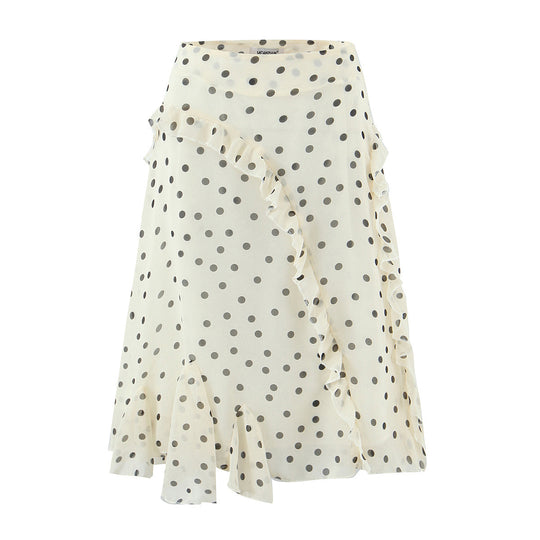 Damen Wickel-Midirock aus Chiffon mit Volants und Pünktchen-Design Shop Nory