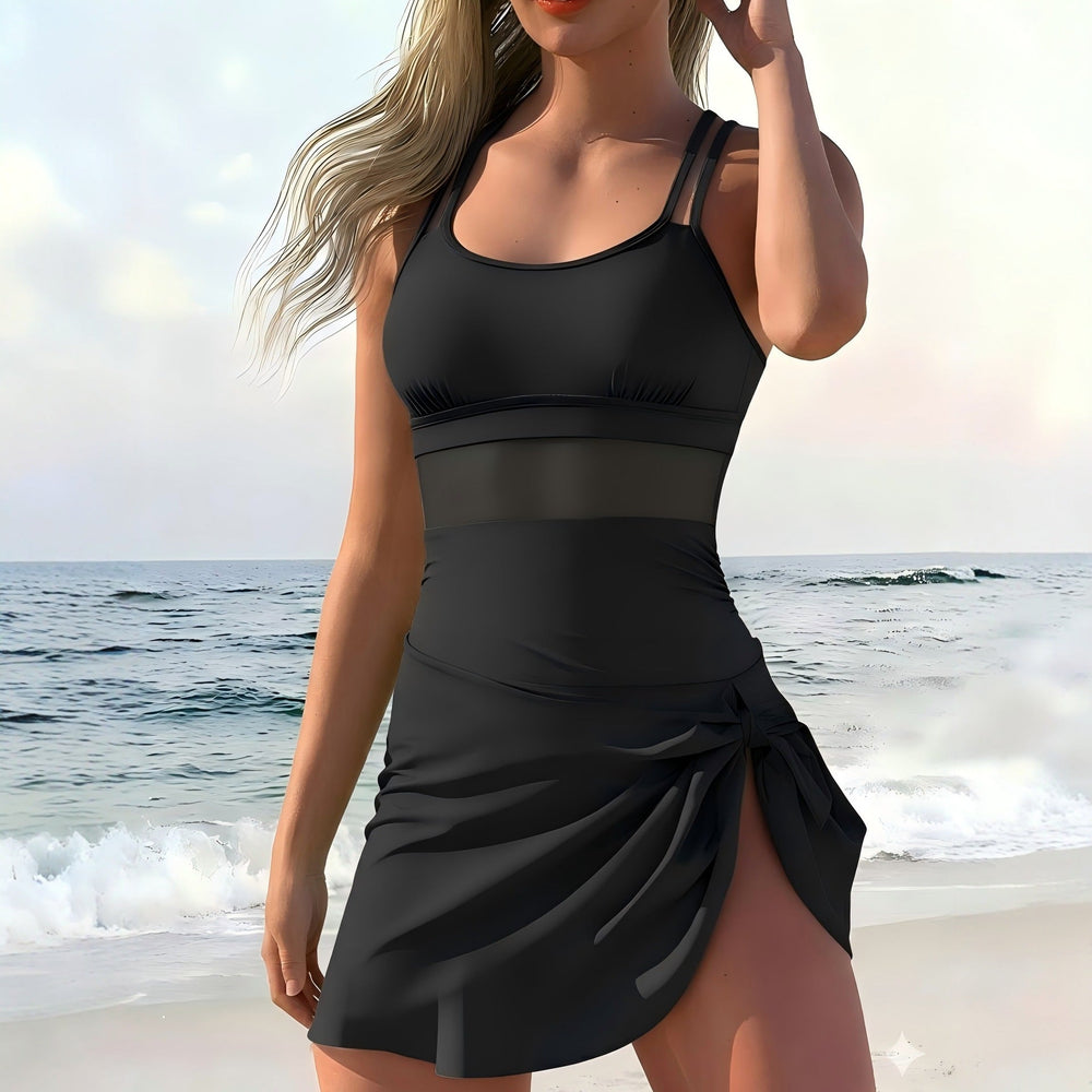 Damen Sportlicher Badeanzug mit modischem Wickelrock