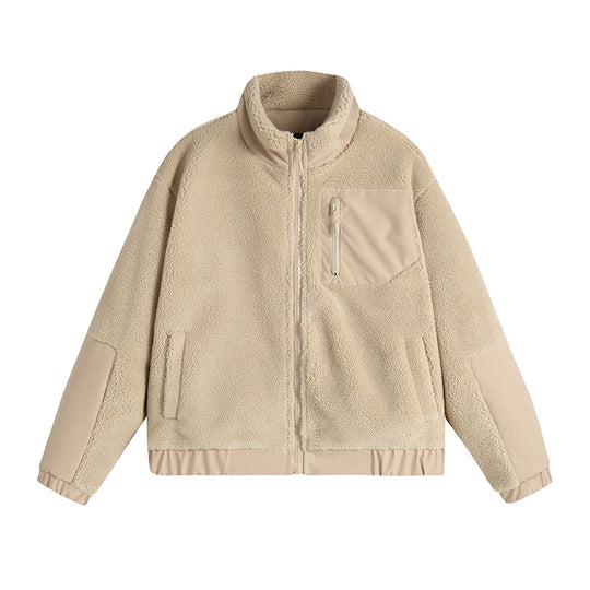 Herren Thermo-Sherpa-Fleecejacke mit Reißverschluss, Brusttasche und verstärkten Ellenbogen Shop Nory