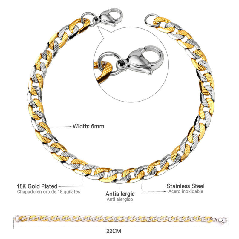 Damen edles Edelstahlarmband mit klassischem Kettenmuster Shop Nory