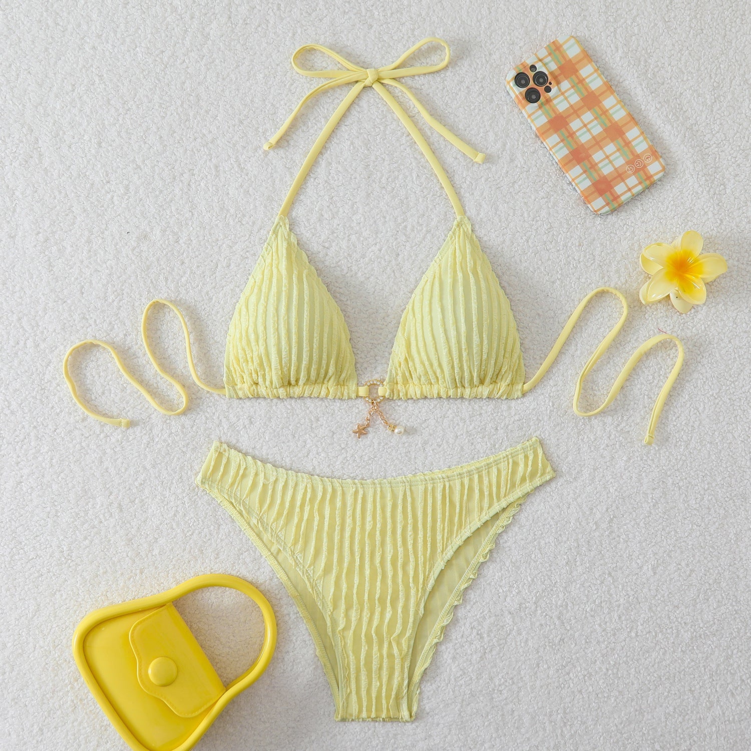 Damen Triangel-Bikini mit strukturiertem Design Shopnory