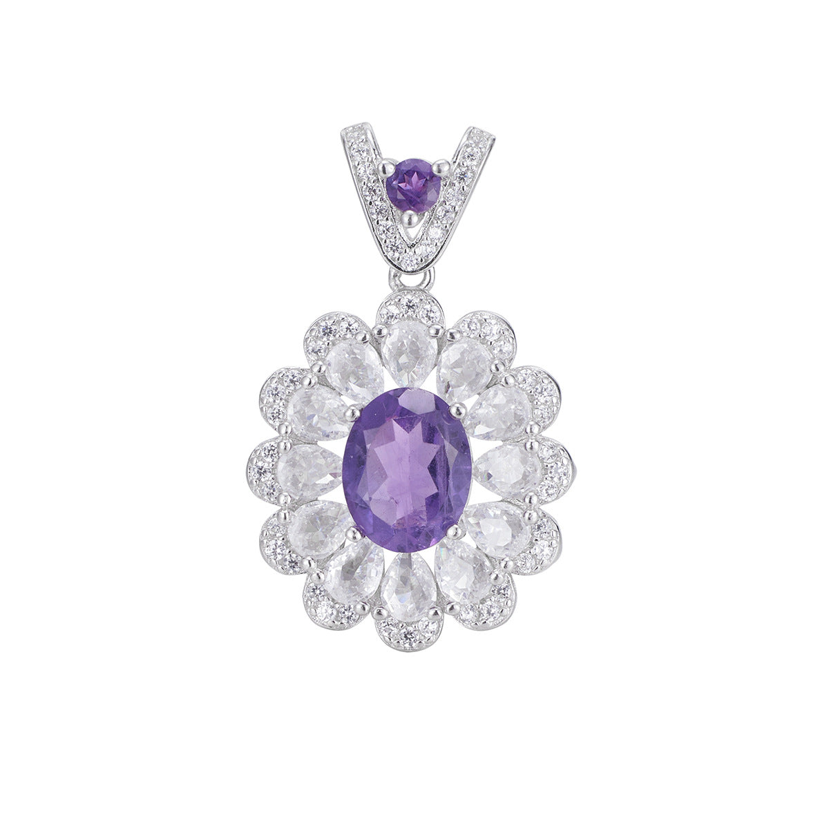Damen Halskette mit funkelndem Amethyst und zarten Zirkonia-Elementen Shop Nory