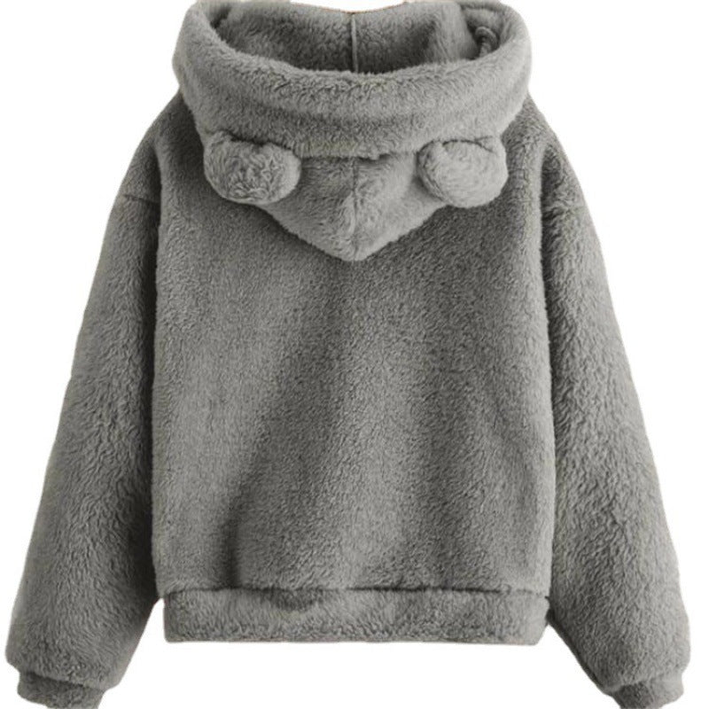 Damen Kuscheliger Teddy-Fleece-Hoodie mit Bärenohren und Oversize-Passform Shop Nory