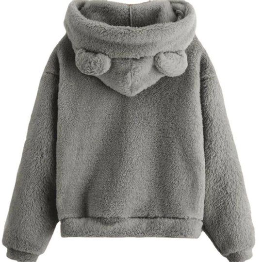 Damen Kuscheliger Teddy-Fleece-Hoodie mit Bärenohren und Oversize-Passform Shop Nory