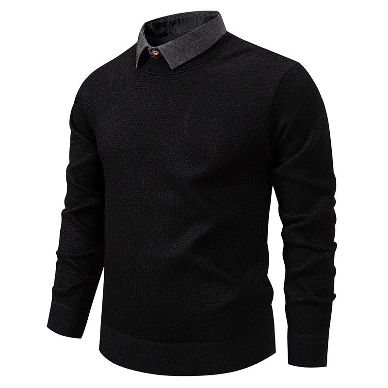 ShopNory | Herren Strickpullover mit Kontrastkragen