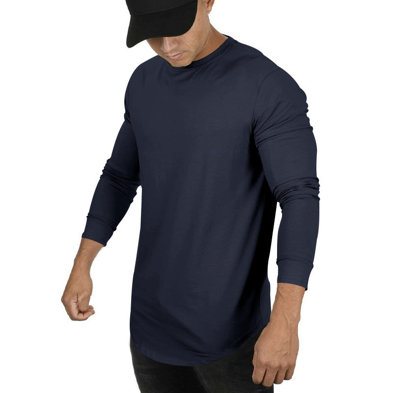 Herren Langarmshirt mit verlängertem Rundsaum und schmalem Schnitt aus elastischem Funktionsjersey Shop Nory